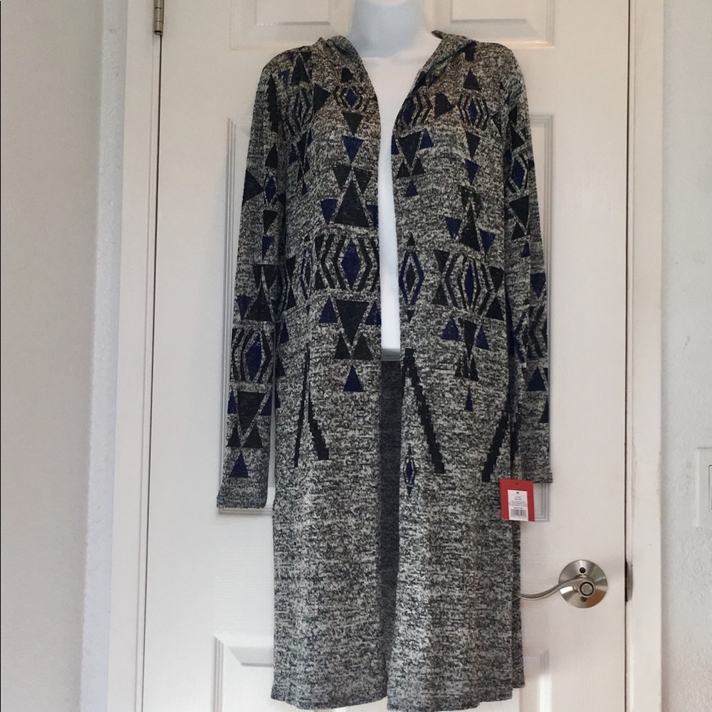 Mossimo Women Long Hooded Cardigan, Tribal Print M